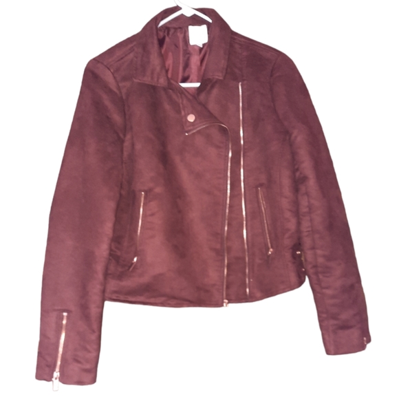 LC Lauren Conrad Lined Cropped Blazer Moto Jacket Pockets Buckled Waist Size 10 - Picture 1 of 8